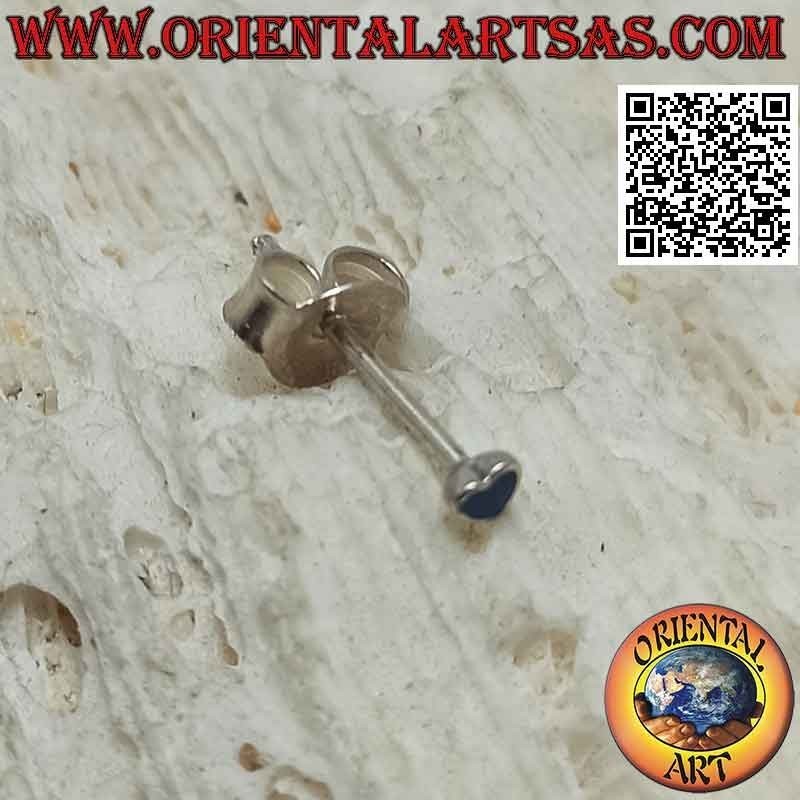 Silberner Miniohrring / Nasenstecker, Herz mit steinbündigem Rand (2 mm)