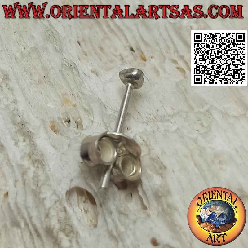 Silberner Miniohrring / Nasenstecker, Herz mit steinbündigem Rand (2 mm)