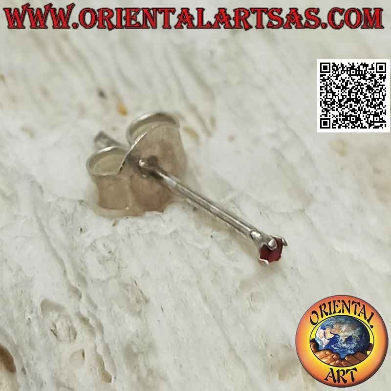 Mini orecchino / puntino da naso in argento, zircone colorato tondo incastonato (1,5 mm)