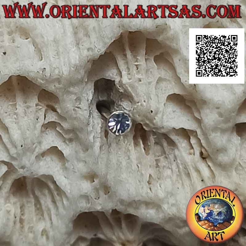 Mini boucle d'oreille / clou de nez en argent, zircon de couleur rond (1,5 mm)