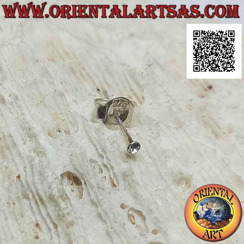 Mini-Ohrring / Nasenstecker in Silber, runder farbiger Zirkon (1,5 mm)