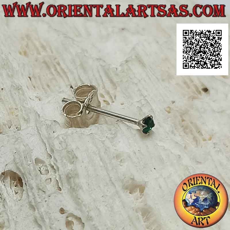 Mini earring / nose stud in silver, set round colored zircon (2 mm)