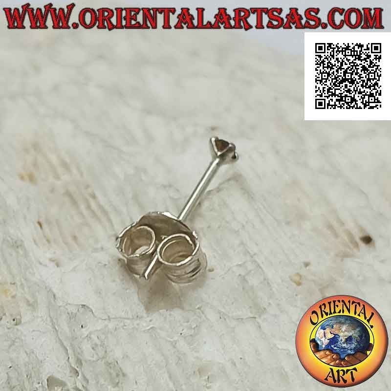 Mini orecchino / puntino da naso in argento, zircone colorato tondo incastonato (2 mm)