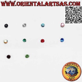 Mini boucle d'oreille / clou de nez en argent, zircon de couleur rond (2 mm)