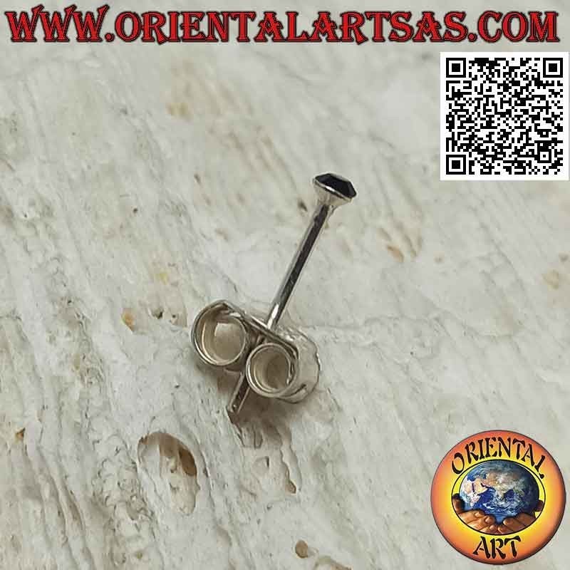 Mini boucle d'oreille / clou de nez en argent, zircon de couleur rond (2 mm)