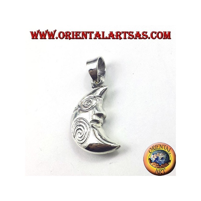 colgante de plata, con espiral de la media luna