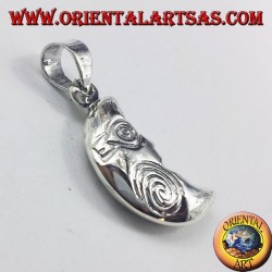 colgante de plata, con espiral de la media luna