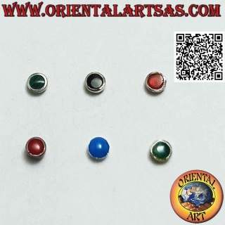 Mini-Ohrring / Nasenstecker in silber, rund mit steinbündigem Rand (3 mm)