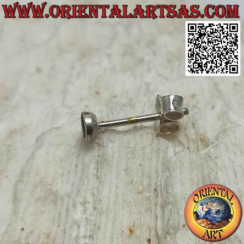 Mini orecchino / puntino da naso in argento, tondo con pietra a filo bordo (3 mm)
