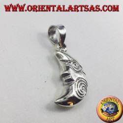 silver pendant, crescent with spiral