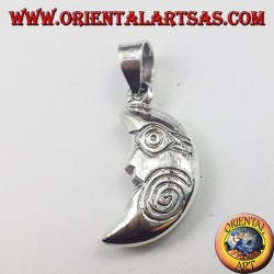 silver pendant, crescent with spiral