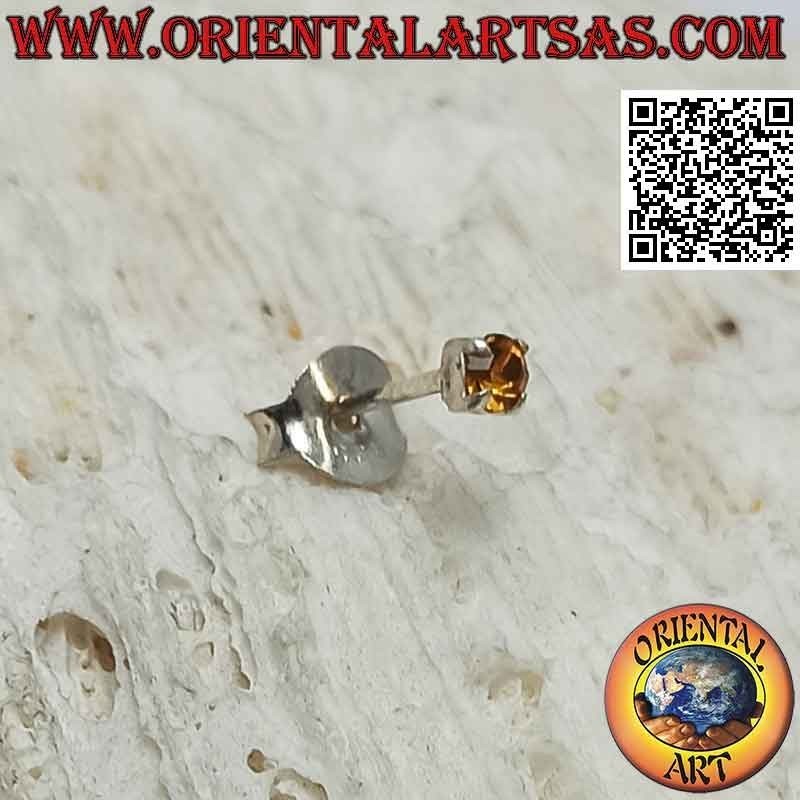 Mini earring / nose stud in silver, round yellow topaz set (2 mm)