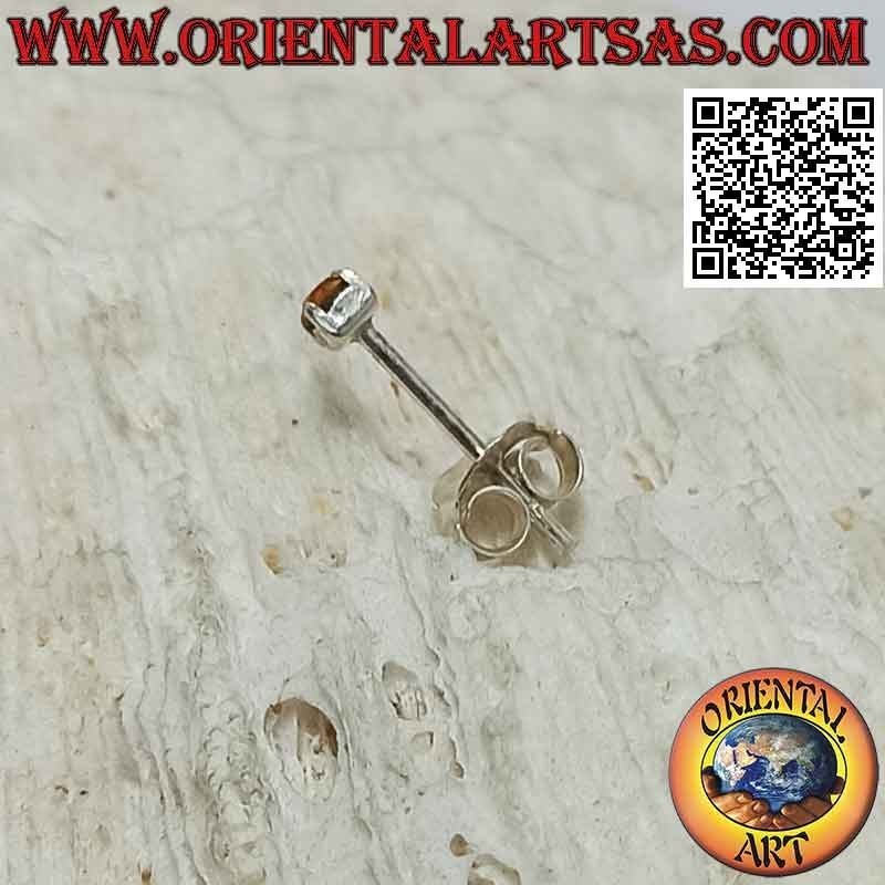 Mini boucle d'oreille / clou de nez en argent, ensemble topaze jaune ronde (2 mm)