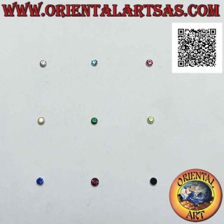 Mini pendiente / espárrago en plata, circonita redonda de color (2,5 mm)