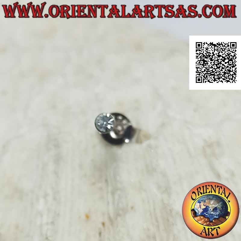 Mini pendiente / espárrago en plata, circonita redonda de color (2,5 mm)