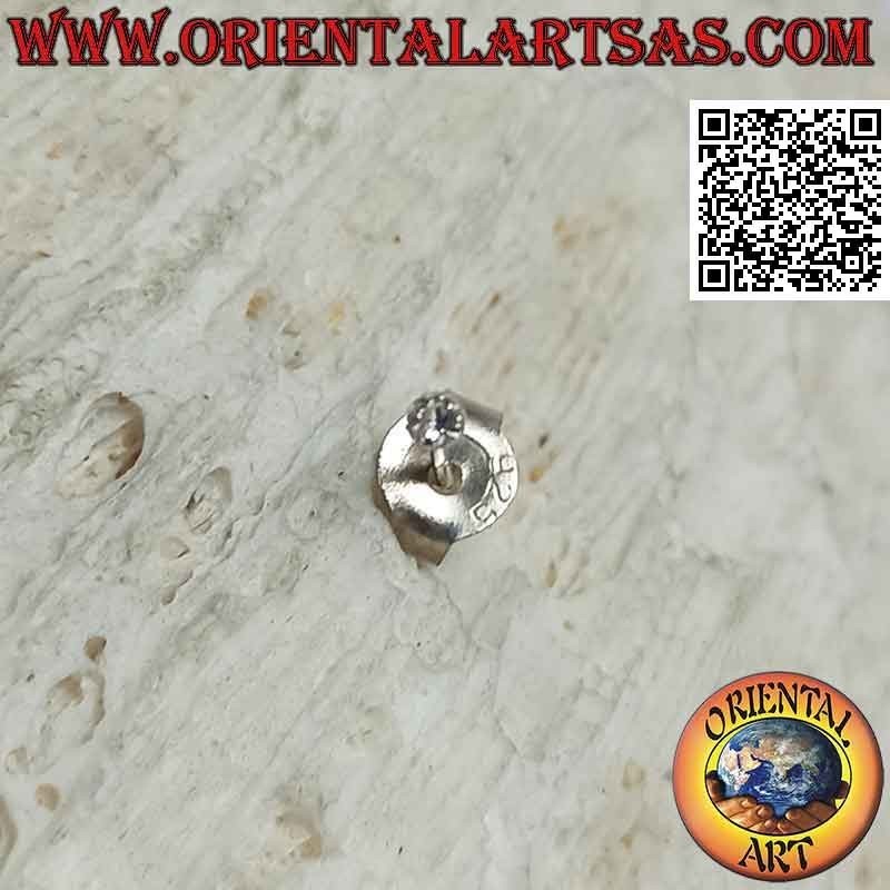 Mini orecchino / puntino da naso in argento, zircone colorato tondo a incastonatura bordata (1,5 mm)