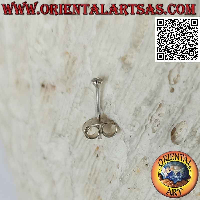 Mini pendiente / espárrago en plata, circonita redonda de color con engaste de borde (1,5 mm)