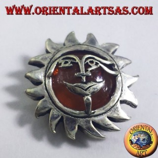 Ciondolo in argento, sole con Ambra