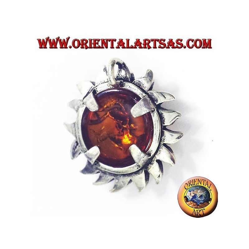 pendentif en argent, le soleil avec Amber