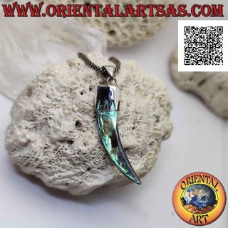 Pendentif " porte-bonheur " en corne d'ormeau (coquille paua) en argent avec capuche