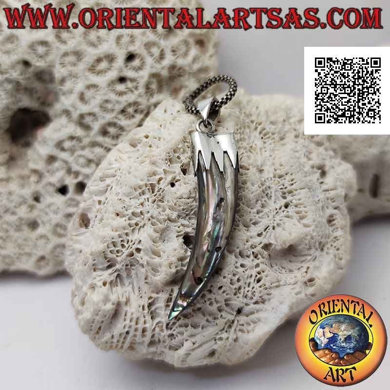 Silberner Abalone (Paua-Muschel) Horn "Glücksbringer" Anhänger mit Kapuze
