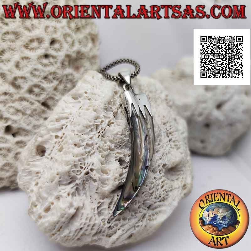 Pendentif " porte-bonheur " en corne d'ormeau (coquille paua) en argent avec capuche