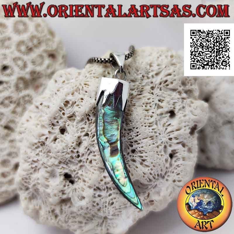Silberner Abalone (Paua-Muschel) Horn "Glücksbringer" Anhänger mit Kapuze