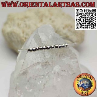Kinderarmband in 925 ‰ silbernen glatten Röhren mit zentralen Diamantkugeln