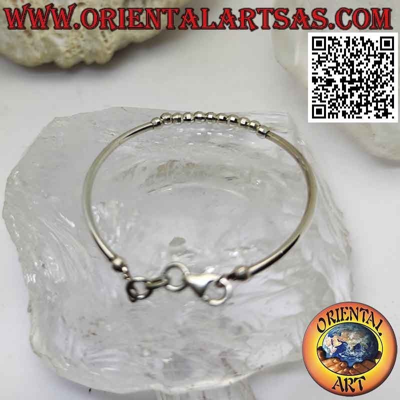 Children's bracelet in 925 ‰ silver smooth tubes with central diamond balls