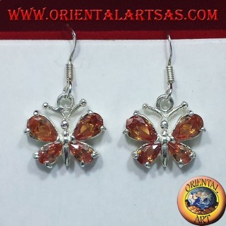 Boucles d'oreilles argent avec zircon cubique papillon jaune