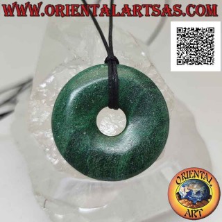 Colgante de jade verde africano con forma de rosquilla de 35 mm. de diámetro Ø cable completo