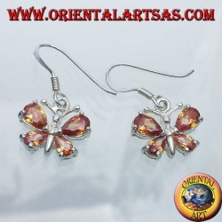 Silver earrings with cubic zirconia Butterfly yellow