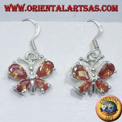 Boucles d'oreilles argent avec zircon cubique papillon jaune