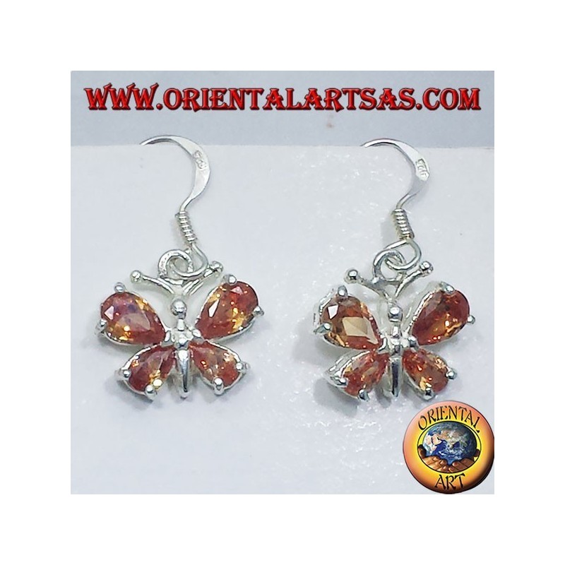 Ohrringe aus Silber mit Zirkonia Schmetterling gelb