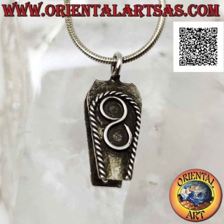 Hook in 925 ‰ silver for stone discs, with relief decoration (type A)