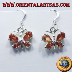 Boucles d'oreilles argent avec zircon cubique papillon jaune