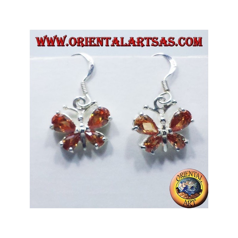 Ohrringe aus Silber mit Zirkonia Schmetterling gelb