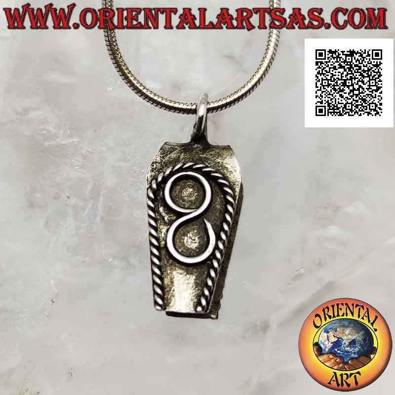 Haken in 925 ‰ Silber für Steinscheiben, mit Reliefdekor (Typ A)