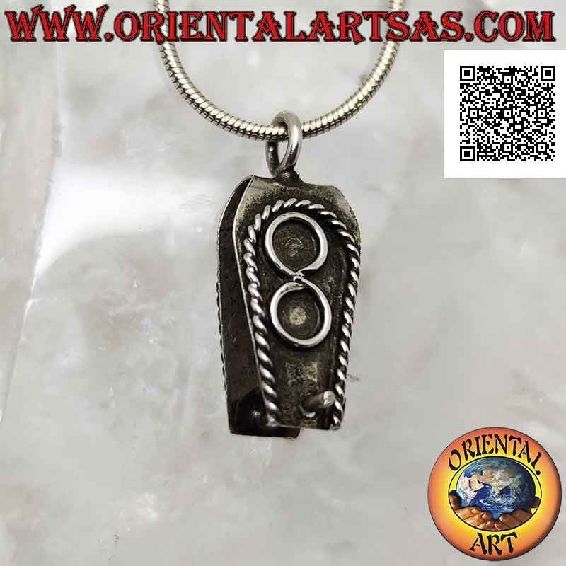 Haken in 925 ‰ Silber für Steinscheiben, mit Reliefdekor (Typ A)