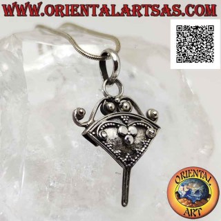 Hook in 925 ‰ silver for stone discs, with relief decoration (type B)
