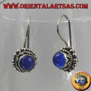 Pendientes de plata con azul ronda ágata