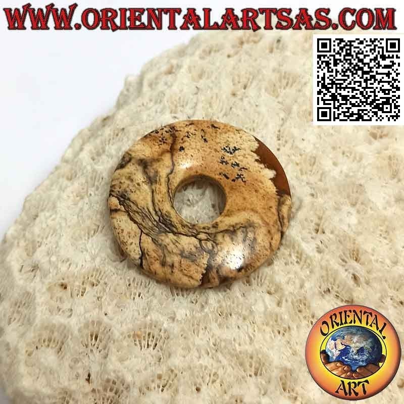 Disc / donut pendant in a village of 25 mm. Ø (cord included)
