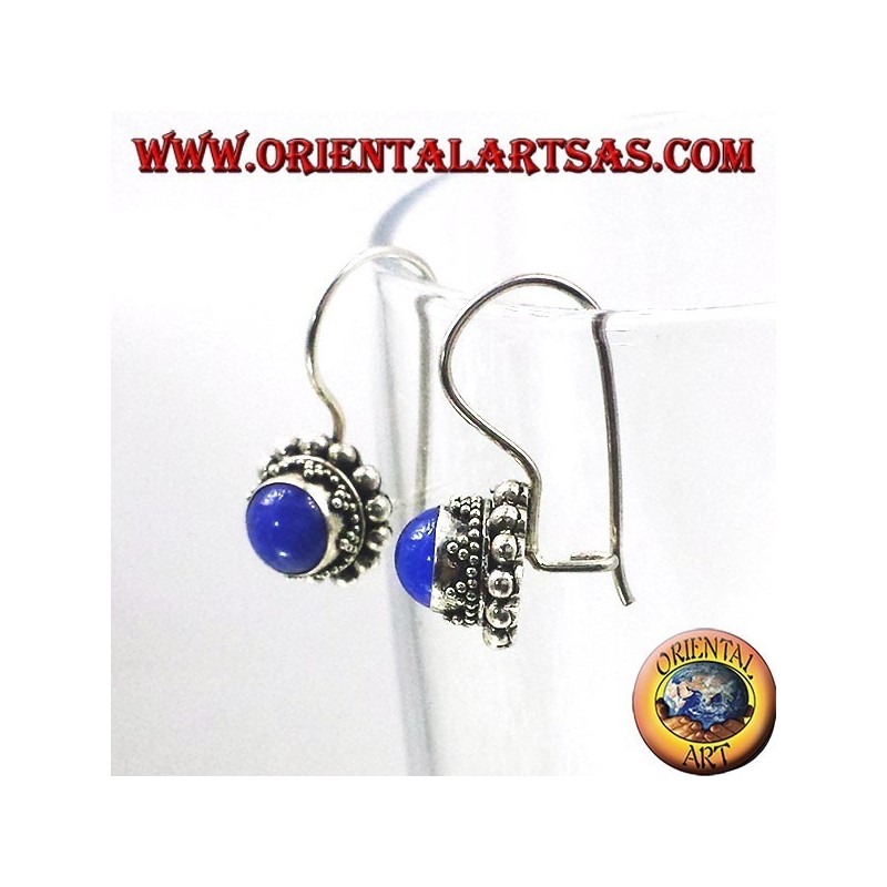 Boucles d'oreilles argent avec rond bleu agate