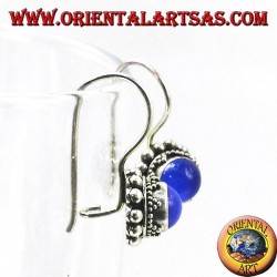 Pendientes de plata con azul ronda ágata
