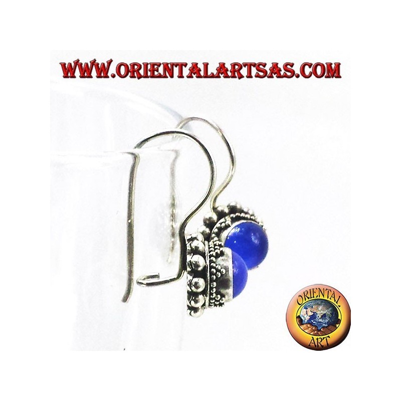 Silber-Ohrringe mit blauem Achat Runde