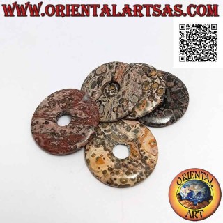 35mm leopard jasper disc / donut pendant. Ø (cord included)