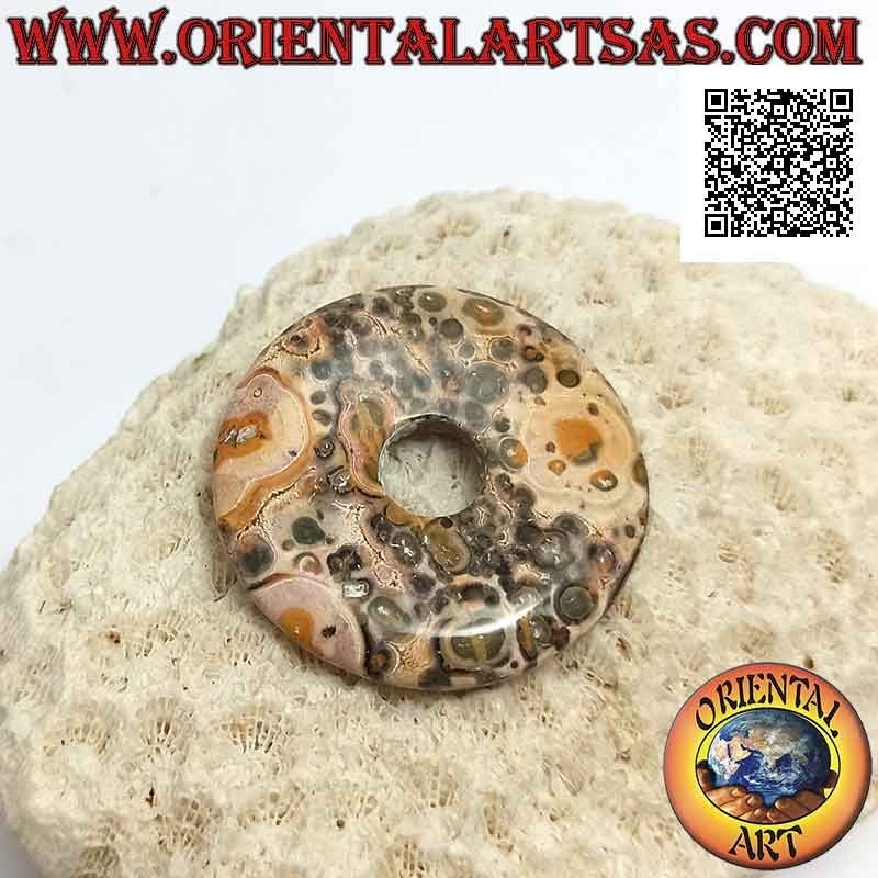 Disque de jaspe léopard de 35 mm / pendentif donut. Ø (cordon inclus)