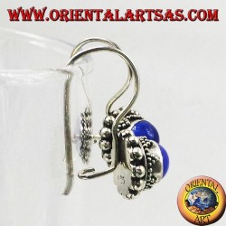 Boucles d'oreilles argent avec rond bleu agate