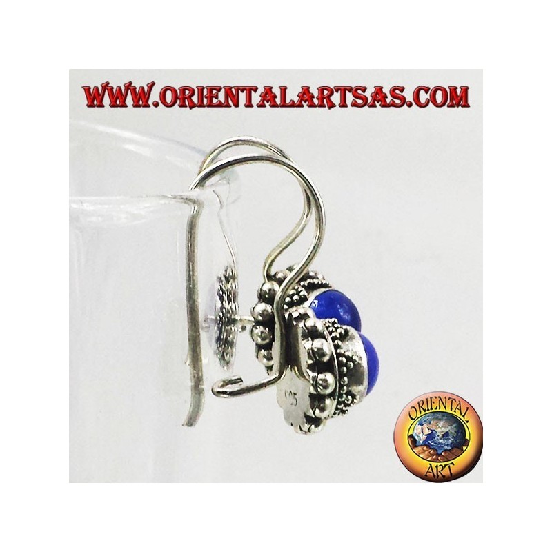 Orecchini in Argento con Agata blu tonda