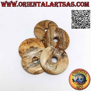Ciondolo a disco/ciambella in paesina da 30 mm. Ø (cordoncino incluso)